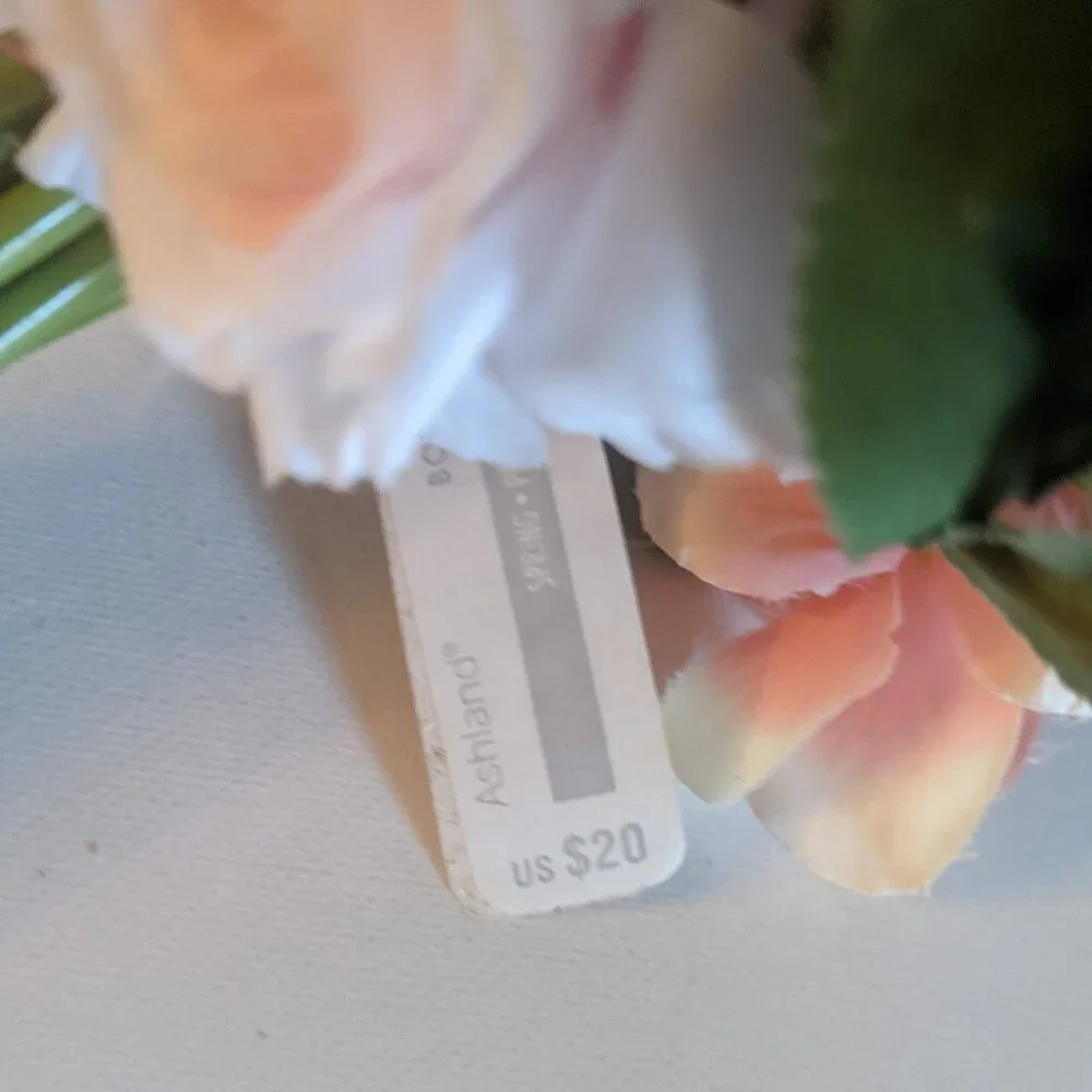 NWT Farmhouse Wedding Sm Pink Faux Floral Succulent Bouquet Gift Summer Decor